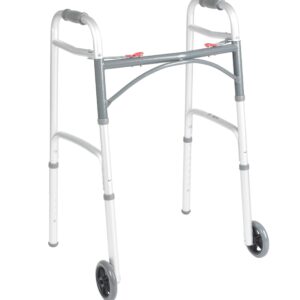 Walker - Deluxe Folding Walker, Two Button with 5" Wheels
