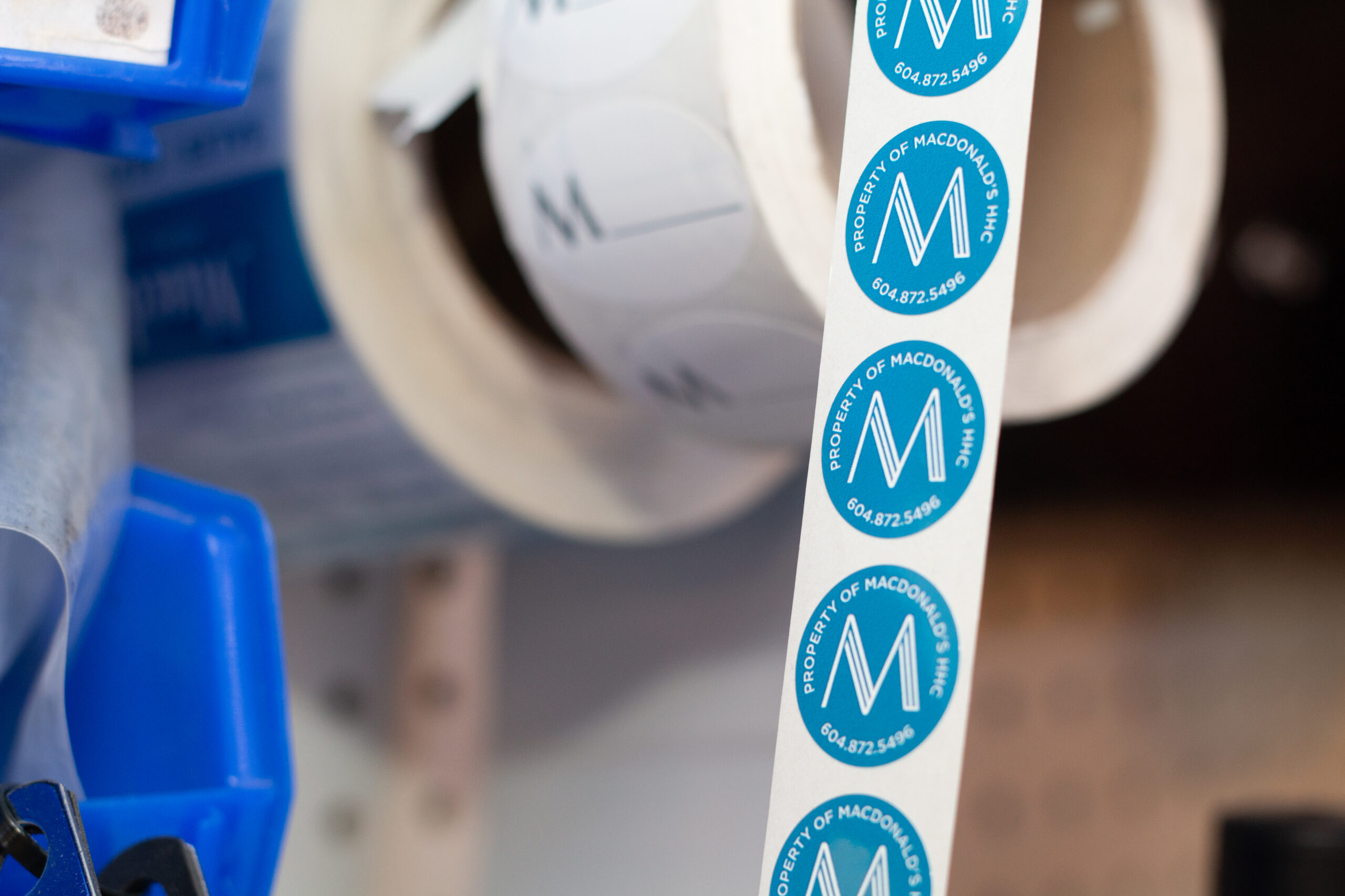 Rental stickers on a roll.